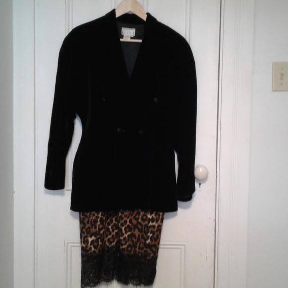 Kenar vintage 80's black velvet fitted blazer double breasted Made in Hong Kong - Picture 12 of 12